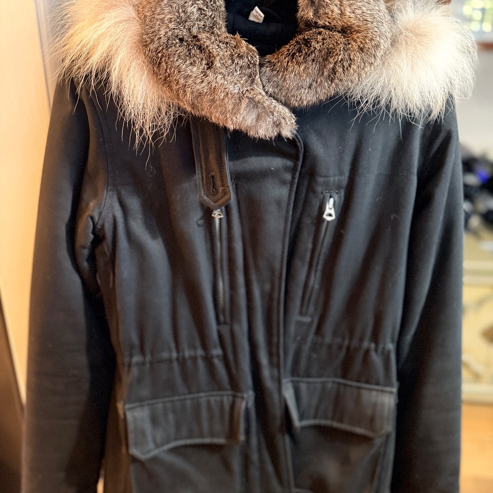 Joie Parka with Real Fur Collar and Detachable Hood Size M